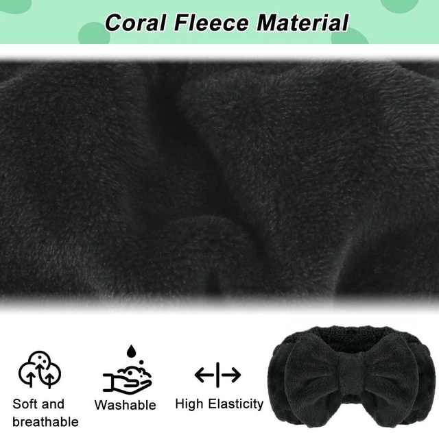 Alt view image 3 of 7 - Spa Headband, Soft Carol Fleece Makeup Headband with Cute Bow Elastic Hairband for Washing Face Skincare Facial Mask ShowersBlack