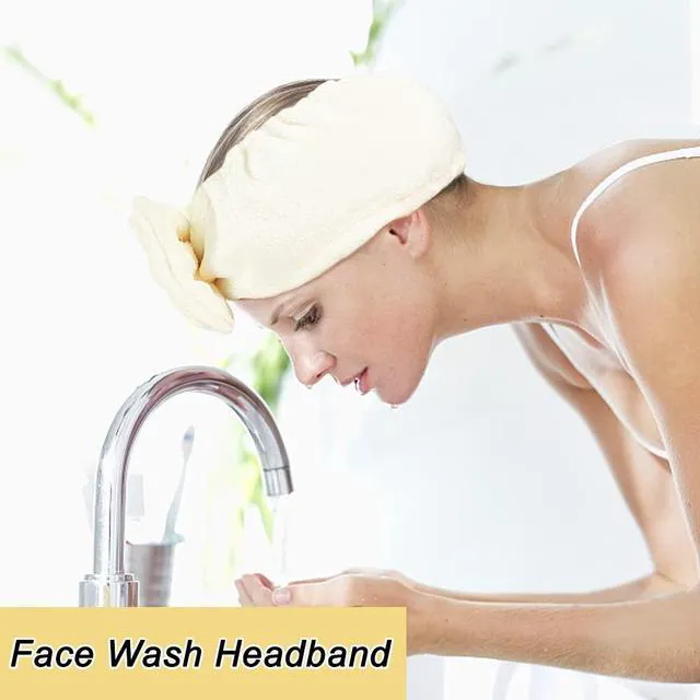 Alt view image 5 of 7 - Spa Headband, Soft Makeup Headband for Washing Face | Women Skincare Headbands With Bow, Washable Coral Fleece, Wide Elastic Fit, Keeps Hair Back for Masks, and Showers