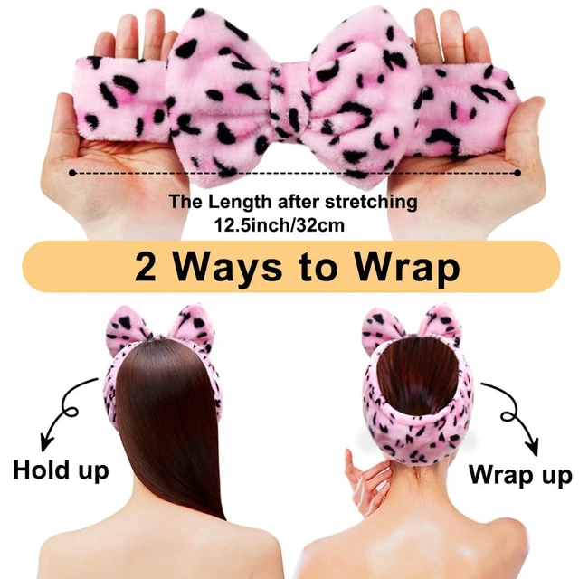 Alt view image 3 of 7 - Women Fashion Lovely Soft Carol Fleece Bowknot Bow Makeup Cosmetic Shower Elastic Hair Band Hairlace Headband (Pink)