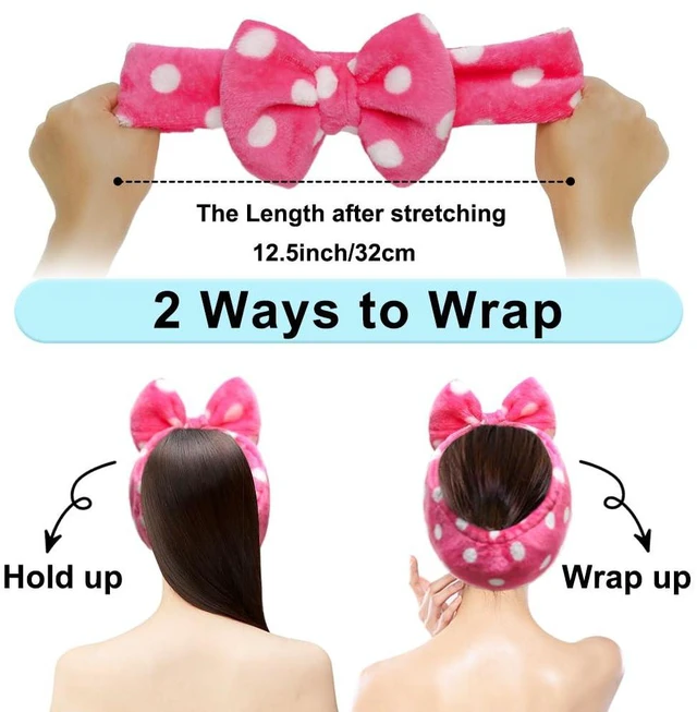 Alt view image 3 of 7 - Sweet Super Soft t Polka Dots Wash Cosmetic Headband Hairlace (Rose Polka dots)