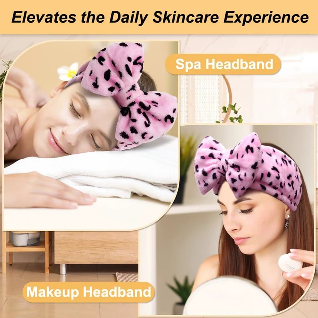 Alt view image 6 of 7 - Women Fashion Lovely Soft Carol Fleece Bowknot Bow Makeup Cosmetic Shower Elastic Hair Band Hairlace Headband (Pink)