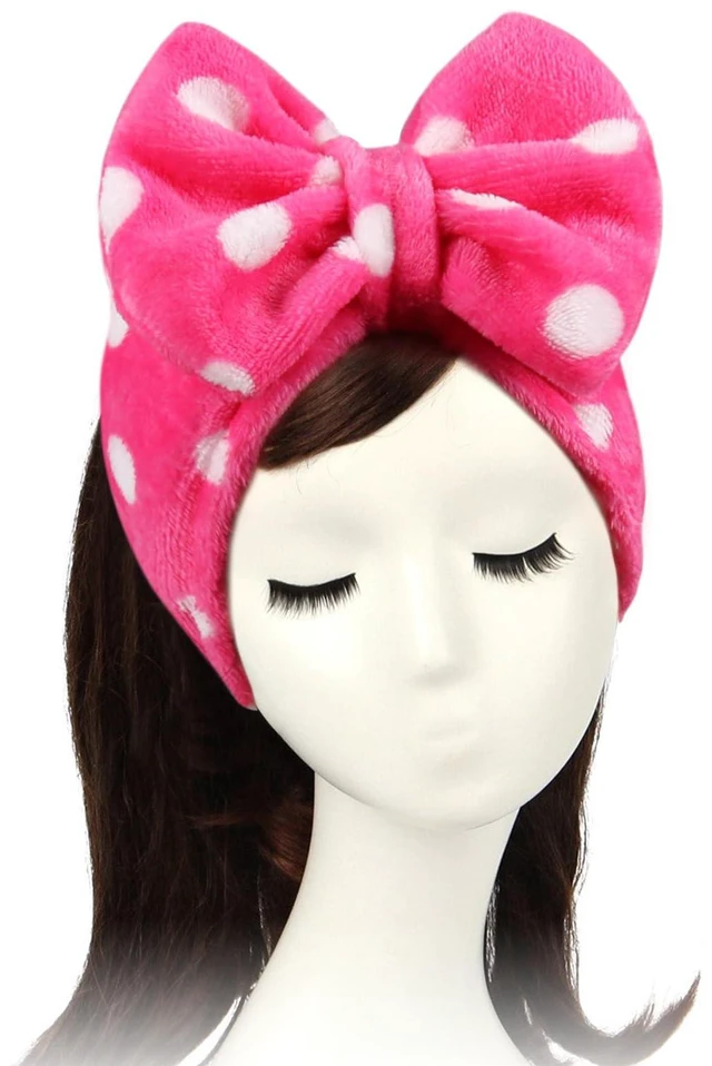 Main image of Sweet Super Soft t Polka Dots Wash Cosmetic Headband Hairlace (Rose Polka dots)