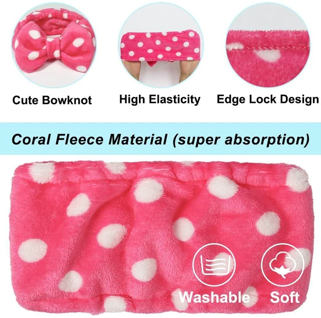 Alt view image 4 of 7 - Sweet Super Soft t Polka Dots Wash Cosmetic Headband Hairlace (Rose Polka dots)