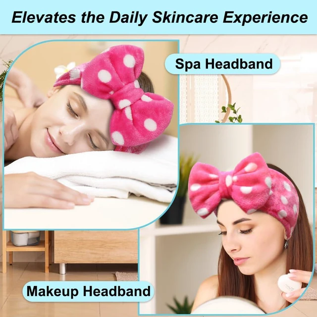 Alt view image 5 of 7 - Sweet Super Soft t Polka Dots Wash Cosmetic Headband Hairlace (Rose Polka dots)