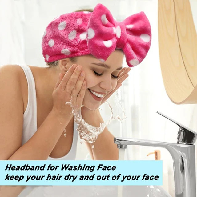 Alt view image 6 of 7 - Sweet Super Soft t Polka Dots Wash Cosmetic Headband Hairlace (Rose Polka dots)