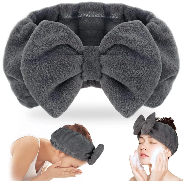 Main image of Soft Women Makeup Headband with Bow for Washing Face | Washable Girls Spa Headband, Stretches to 12.5 in, Keeps Hair Back and Dry for Facial Masks, Skincare and Showers