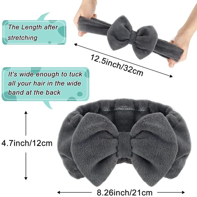 Alt view image 2 of 7 - Soft Women Makeup Headband with Bow for Washing Face | Washable Girls Spa Headband, Stretches to 12.5 in, Keeps Hair Back and Dry for Facial Masks, Skincare and Showers