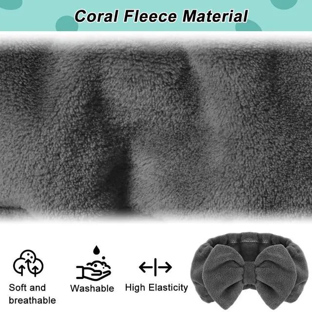 Alt view image 3 of 7 - Soft Women Makeup Headband with Bow for Washing Face | Washable Girls Spa Headband, Stretches to 12.5 in, Keeps Hair Back and Dry for Facial Masks, Skincare and Showers