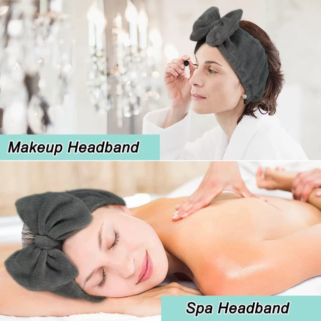 Alt view image 7 of 7 - Soft Women Makeup Headband with Bow for Washing Face | Washable Girls Spa Headband, Stretches to 12.5 in, Keeps Hair Back and Dry for Facial Masks, Skincare and Showers