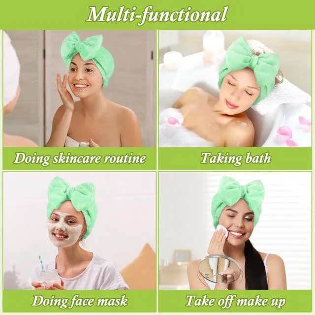 Alt view image 6 of 7 - Makeup Headband, Soft Spa Headband with Bow for Skincare | Wide Elastic Fit, Stretches to 12.5 in, Washable Coral Fleece, Holds Hair Back for Washing Face, Facial Masks, Showers