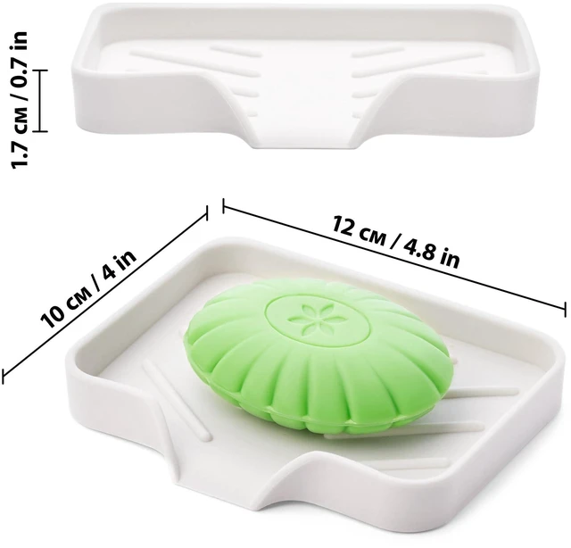 Alt view image 2 of 7 - Silicone Soap Dish & Tray - Self Draining, Durable Rubber with Drainage - Kitchen & Shower Soap Holder