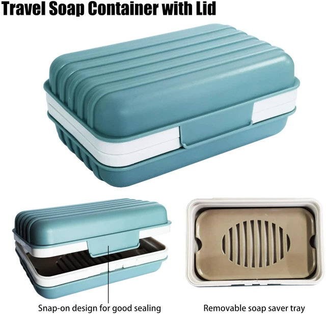 Alt view image 3 of 7 - Travel Soap Case, Shower Bar Soap Dish Holder, Soap Box Container | Bar Soap Dish with Lid Travel Soap Case Draining Soap Box for Traveling, Camping, Hiking, Gym, Portable, Leakproof, Blue