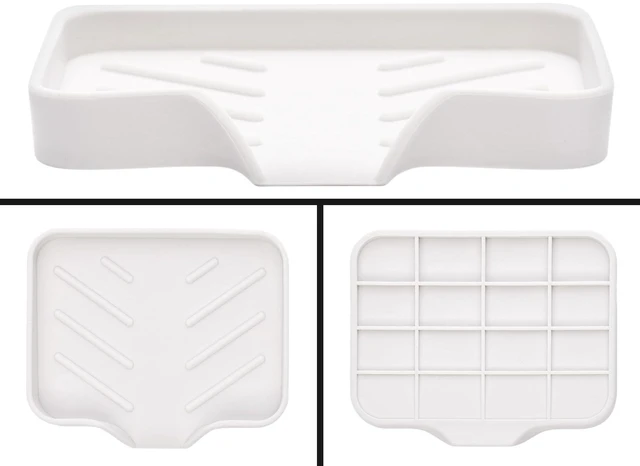 Alt view image 3 of 7 - Silicone Soap Dish & Tray - Self Draining, Durable Rubber with Drainage - Kitchen & Shower Soap Holder