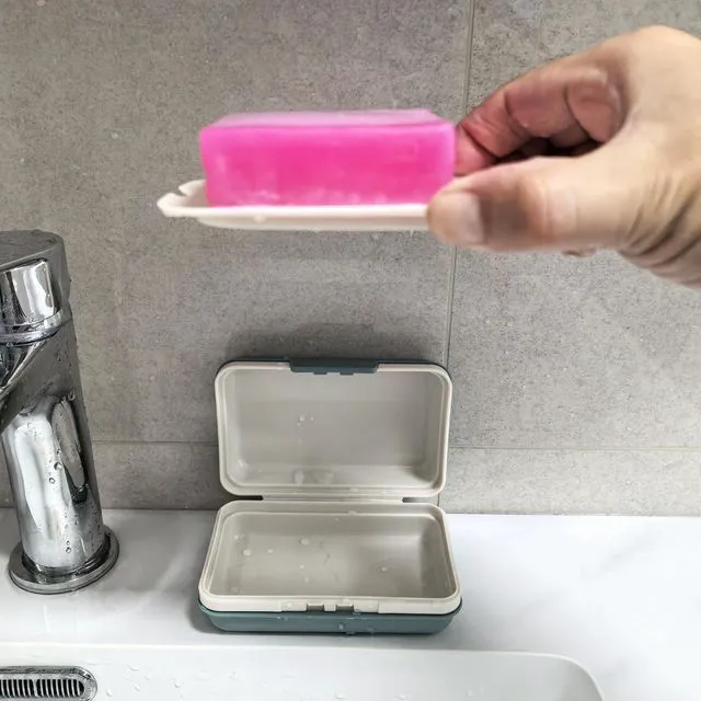 Alt view image 4 of 7 - Travel Soap Case, Shower Bar Soap Dish Holder, Soap Box Container | Bar Soap Dish with Lid Travel Soap Case Draining Soap Box for Traveling, Camping, Hiking, Gym, Portable, Leakproof, Blue