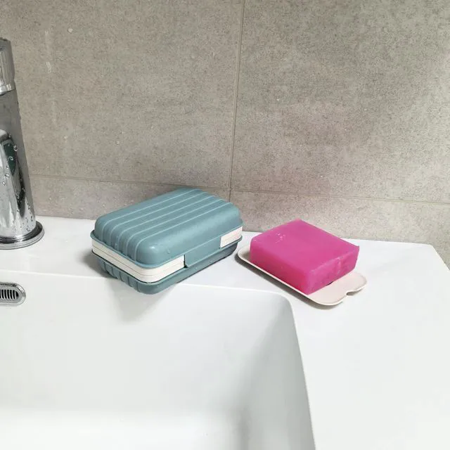 Alt view image 5 of 7 - Travel Soap Case, Shower Bar Soap Dish Holder, Soap Box Container | Bar Soap Dish with Lid Travel Soap Case Draining Soap Box for Traveling, Camping, Hiking, Gym, Portable, Leakproof, Blue