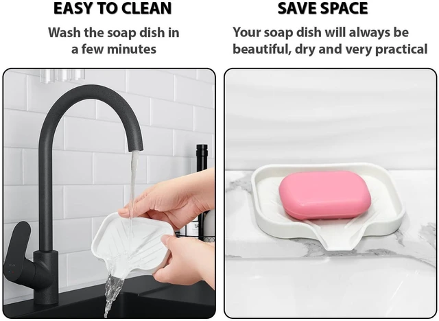 Alt view image 7 of 7 - Silicone Soap Dish & Tray - Self Draining, Durable Rubber with Drainage - Kitchen & Shower Soap Holder