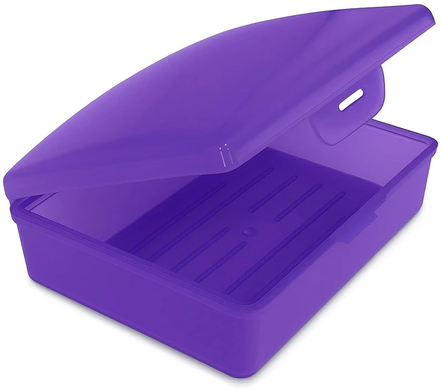 Main image of Soap Box - - Travel Soapbox with Hinged Lid and Secure Latch Durable Storage Container - Purple