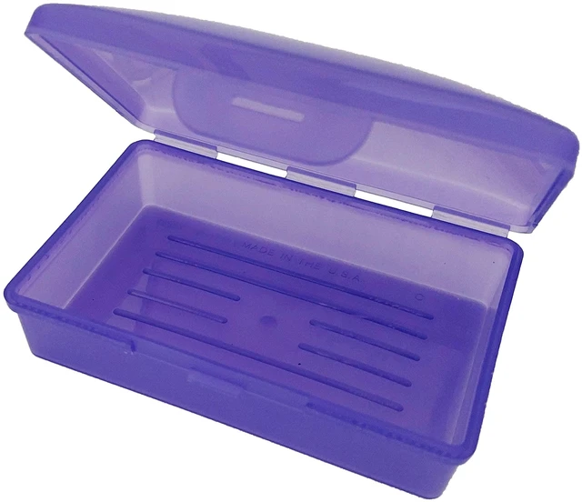 Alt view image 2 of 5 - Soap Box - - Travel Soapbox with Hinged Lid and Secure Latch Durable Storage Container - Purple