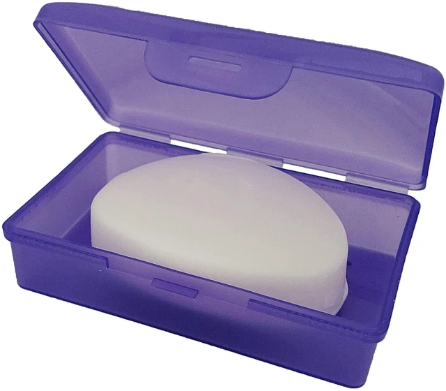 Alt view image 4 of 5 - Soap Box - - Travel Soapbox with Hinged Lid and Secure Latch Durable Storage Container - Purple