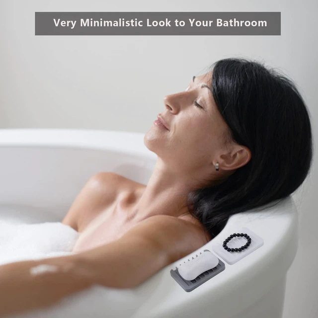 Alt view image 7 of 7 - 2PCS Self Draining Soap Dishes, Premium Silicone Soap Holder & Saver for Shower, Bathroom, Bath Tub, Razor, Sponges, Bar Soap Dish to Keep Soap Dry, Can Extend Soap Life, Easy Clean (White)