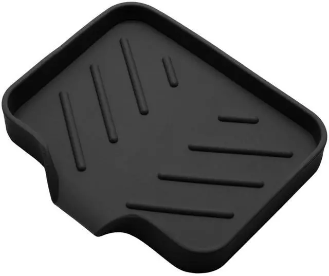 Main image of Silica Gel Soap Dish with Drain, Black, 4.8x3.5 Inch | 1 Pack, Self Draining, For Shower, Bathroom and Kitchen, Bar Soap Holder