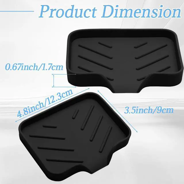 Alt view image 2 of 7 - Silica Gel Soap Dish with Drain, Black, 4.8x3.5 Inch | 1 Pack, Self Draining, For Shower, Bathroom and Kitchen, Bar Soap Holder