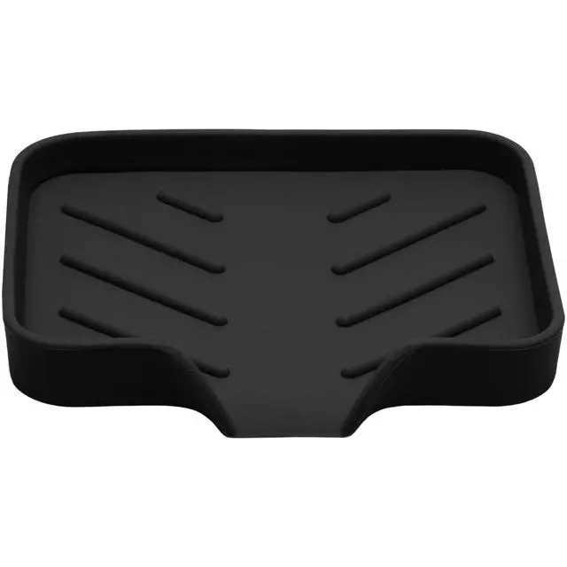 Alt view image 7 of 7 - Silica Gel Soap Dish with Drain, Black, 4.8x3.5 Inch | 1 Pack, Self Draining, For Shower, Bathroom and Kitchen, Bar Soap Holder