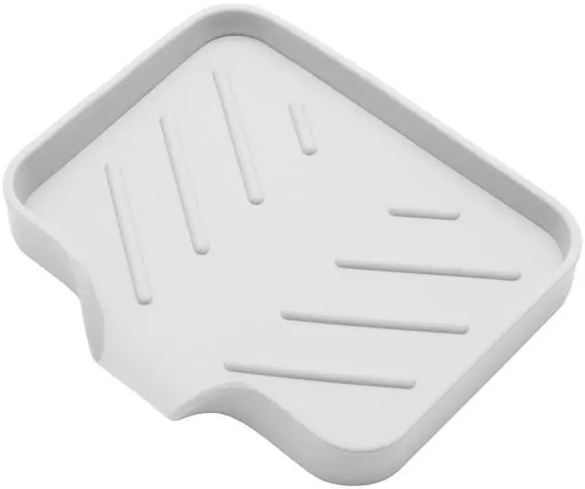Main image of Silica Gel Soap Dish with Drain, White, 4.8x3.5 Inch | 1 Pack, Self Draining Soap Tray, For Shower, Bathroom and Kitchen, Sink Organizer, Bar Soap Holder