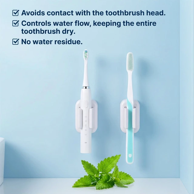Alt view image 2 of 7 - 2 Pack Single Toothbrushes Holder Electric Toothbrush Organizer Wall Mounted Self Adhesive Toothbrush Holders Shower Waterproof Multi-Function Holder for Bathroom Kitchen Living Room