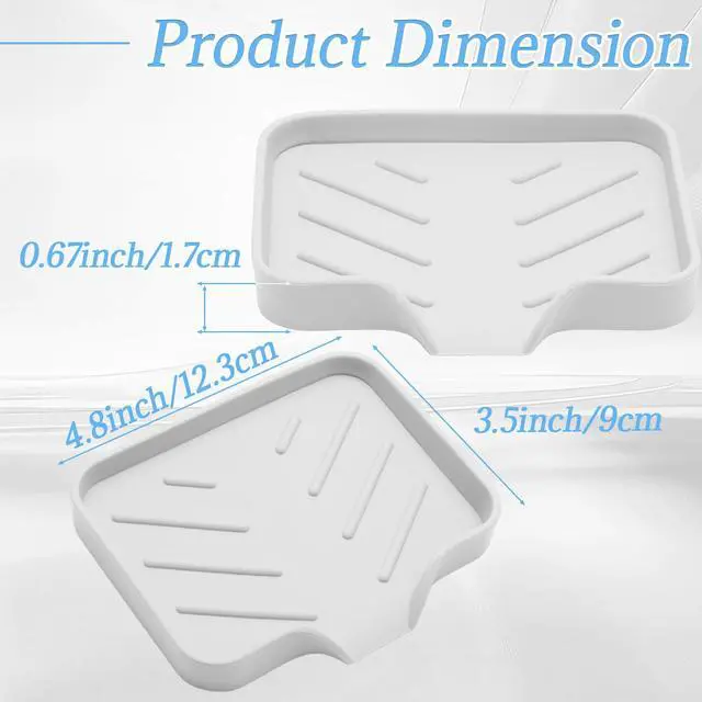 Alt view image 2 of 7 - Silica Gel Soap Dish with Drain, White, 4.8x3.5 Inch | 1 Pack, Self Draining Soap Tray, For Shower, Bathroom and Kitchen, Sink Organizer, Bar Soap Holder