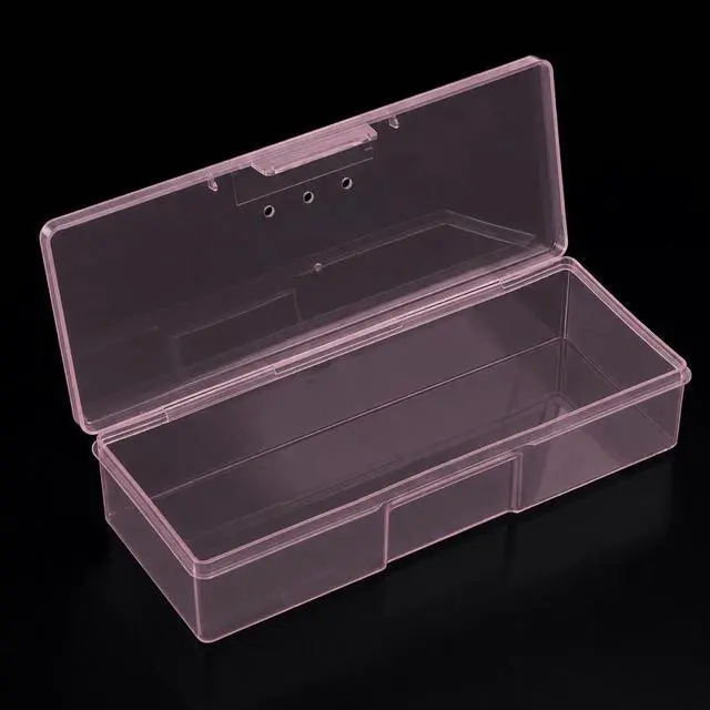 Main image of Nail Tool Box, Storage Boxes for Nail Tool Manicure Tool Organizer | Transparent Pink Plastic Nail Art Tool Box Storage Case Nail Supplies