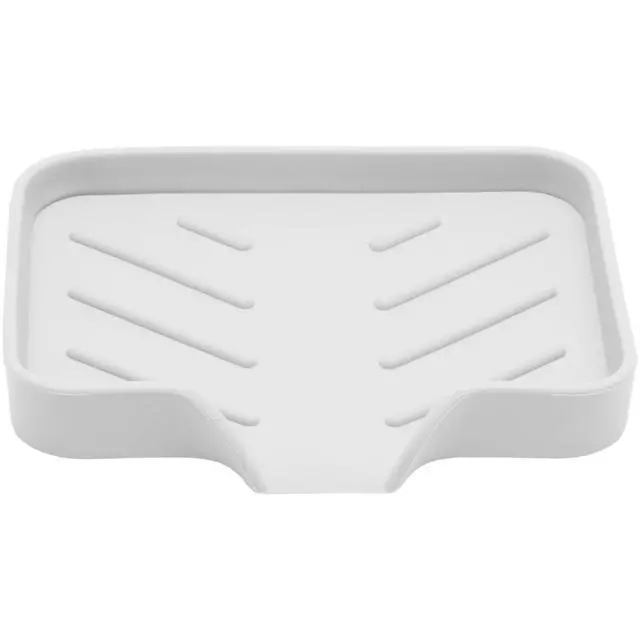 Alt view image 7 of 7 - Silica Gel Soap Dish with Drain, White, 4.8x3.5 Inch | 1 Pack, Self Draining Soap Tray, For Shower, Bathroom and Kitchen, Sink Organizer, Bar Soap Holder