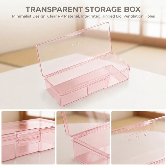 Alt view image 3 of 7 - Nail Tool Box, Storage Boxes for Nail Tool Manicure Tool Organizer | Transparent Pink Plastic Nail Art Tool Box Storage Case Nail Supplies