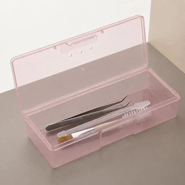 Alt view image 4 of 7 - Nail Tool Box, Storage Boxes for Nail Tool Manicure Tool Organizer | Transparent Pink Plastic Nail Art Tool Box Storage Case Nail Supplies