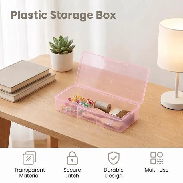 Alt view image 5 of 7 - Nail Tool Box, Storage Boxes for Nail Tool Manicure Tool Organizer | Transparent Pink Plastic Nail Art Tool Box Storage Case Nail Supplies