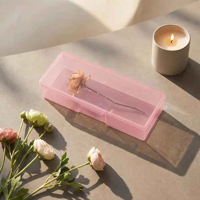 Alt view image 6 of 7 - Nail Tool Box, Storage Boxes for Nail Tool Manicure Tool Organizer | Transparent Pink Plastic Nail Art Tool Box Storage Case Nail Supplies