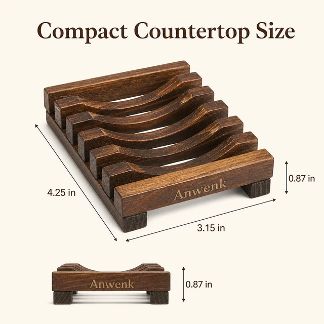 Alt view image 2 of 7 - Wooden Soap Dish Holder Saver Tray for Shower Bathroom Kitchen Drainer,1PCS Pine Wood Soap Dish With Drainage Slots Keeps Bar Soap Dry; Compact Holder For Bathroom, Shower, Kitchen,Sink Or Countertop