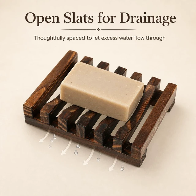 Alt view image 3 of 7 - Wooden Soap Dish Holder Saver Tray for Shower Bathroom Kitchen Drainer,1PCS Pine Wood Soap Dish With Drainage Slots Keeps Bar Soap Dry; Compact Holder For Bathroom, Shower, Kitchen,Sink Or Countertop