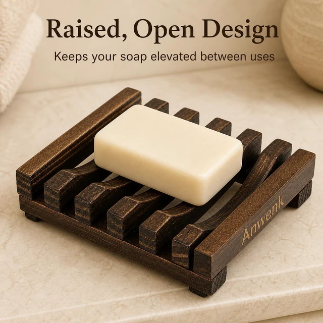 Alt view image 4 of 7 - Wooden Soap Dish Holder Saver Tray for Shower Bathroom Kitchen Drainer,1PCS Pine Wood Soap Dish With Drainage Slots Keeps Bar Soap Dry; Compact Holder For Bathroom, Shower, Kitchen,Sink Or Countertop