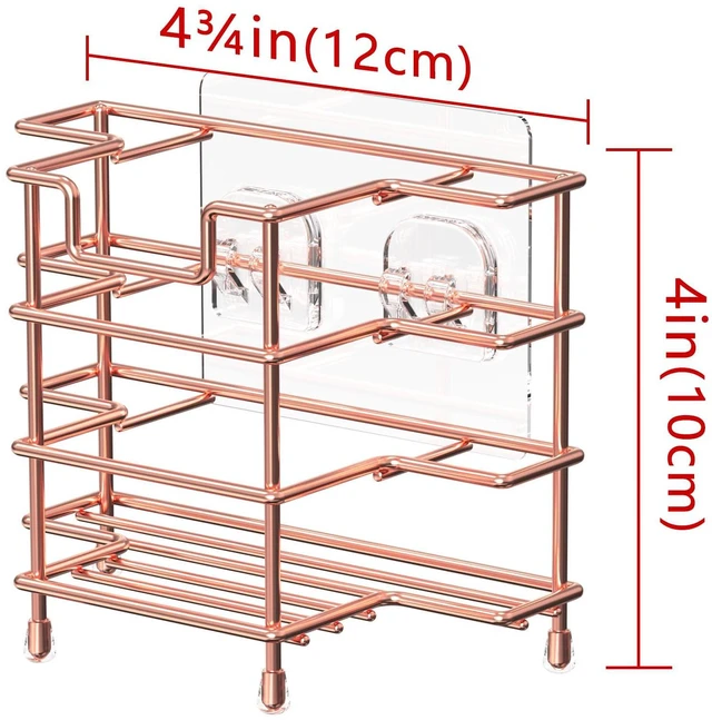 Alt view image 3 of 6 - Wall Mount/Countertop Toothbrush Holder for Shower, Stainless Steel Toothpaste Stand, 3 Slots Organizer Compatible with Colgate Extra Clean, Oral-B CrossAction (Rose Gold)