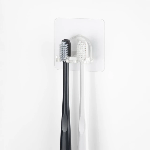 Alt view image 4 of 6 - Toothbrush Holder 4 Packs Clean Polycarbonate for Bathroom Shower Easy Installation, No Drilling, No Glue, Wall Mounted, Home Decor Essentials, Transparent