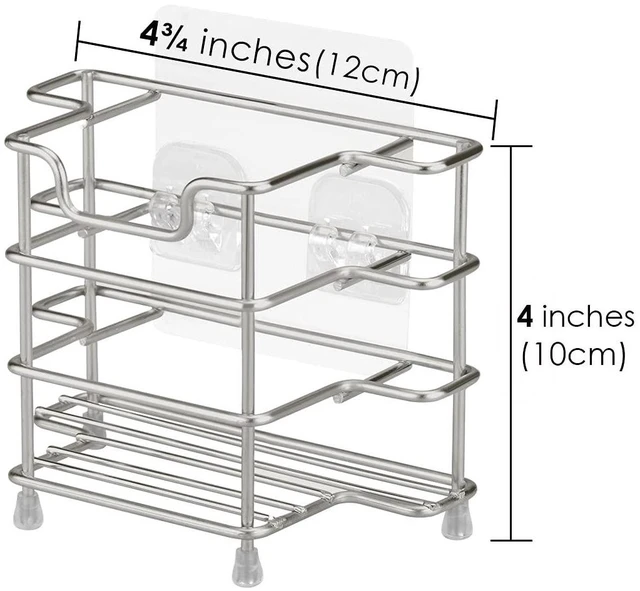 Alt view image 3 of 6 - Stainless Steel Self-Adhesive Toothbrush Holder, Countertop/Wall Mount 3 Slots Toothpaste Stand Organizer Compatible with Colgate Extra Clean, Oral-B CrossAction (Brushed Nickel)