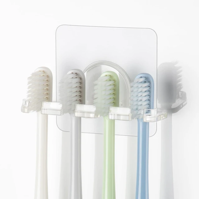 Main image of Toothbrush Holder 2 Packs Clean Polycarbonate for Bathroom Shower Easy Installation, No Drilling, No Glue, Wall Mounted, Home Decor Essentials, Transparent
