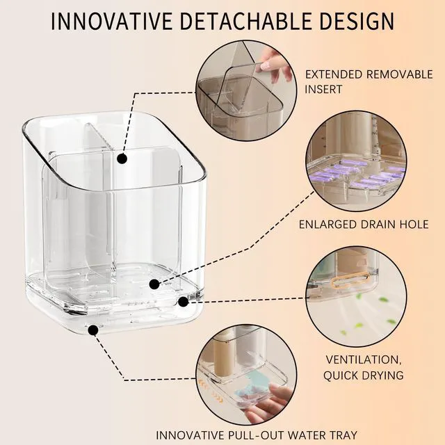 Alt view image 3 of 7 - Electric Toothbrush HolderToothbrush and Toothpaste Holder for Bathroom,3 Slots Toothbrush Organizer with Adjustable Dividers for Bathroom/Kitchen/Office/Kids