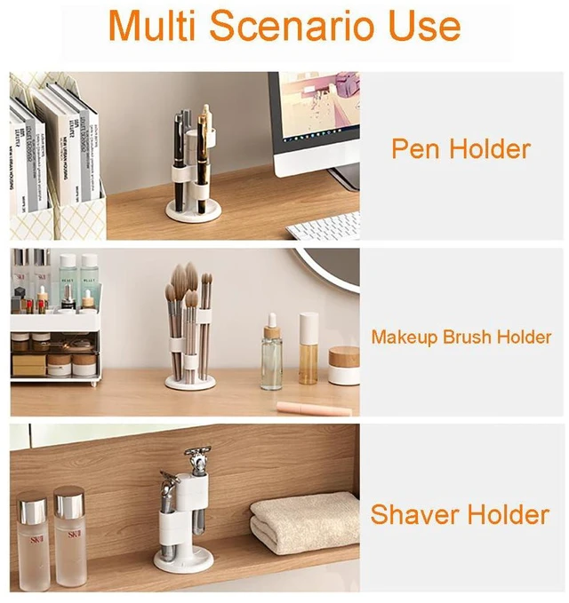 Alt view image 5 of 6 - 360 Rotating Toothbrush Holder | 4-Slot Toothbrush Storage Organizer with Non-Slip Base,Pen Holder,Organizers for Vanity Bathroom Countertop/Office/Home