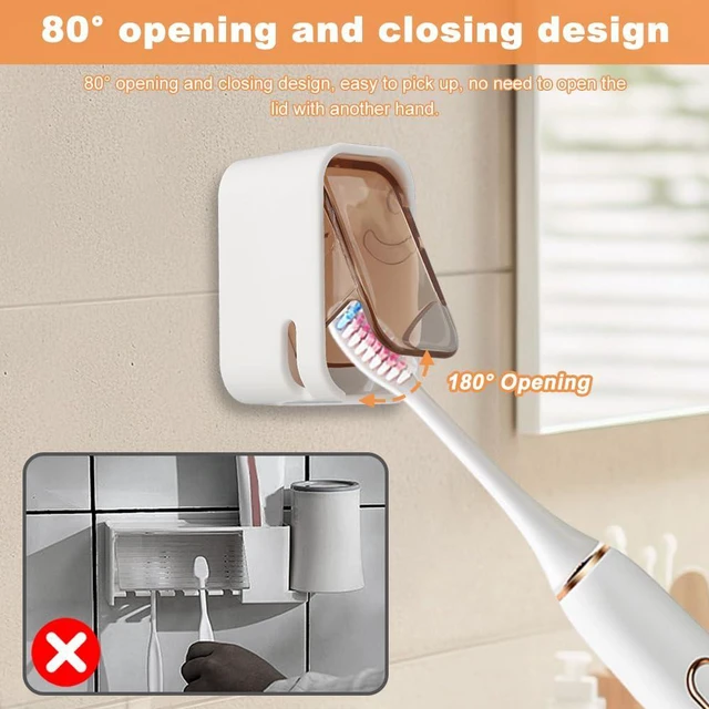 Alt view image 6 of 7 - 3Pack WallMount Toothbrush Holders with FlipCover,NoDrill Adhesive SingleSlot Bathroom Organizer