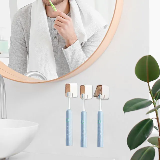 Alt view image 7 of 7 - 3Pack WallMount Toothbrush Holders with FlipCover,NoDrill Adhesive SingleSlot Bathroom Organizer