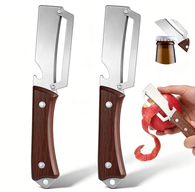 Main image of 2Pcs 2 in 1 Stainless Steel Multifunctional Vegetable Peeler | Stainless Steel Peeler with Bottle Opener Kitchen Tool for Fruit Veggie Pumpkin Papaya Zucchini Peeling Potato Carrot Peeler