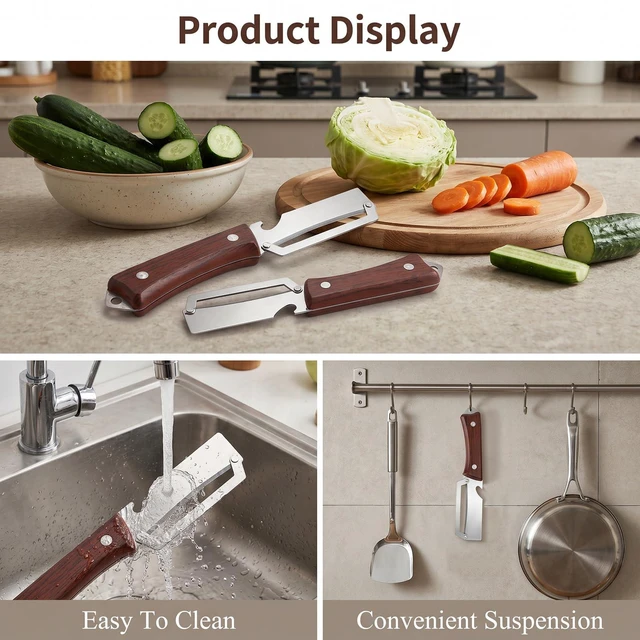 Alt view image 6 of 7 - 2Pcs 2 in 1 Stainless Steel Multifunctional Vegetable Peeler | Stainless Steel Peeler with Bottle Opener Kitchen Tool for Fruit Veggie Pumpkin Papaya Zucchini Peeling Potato Carrot Peeler