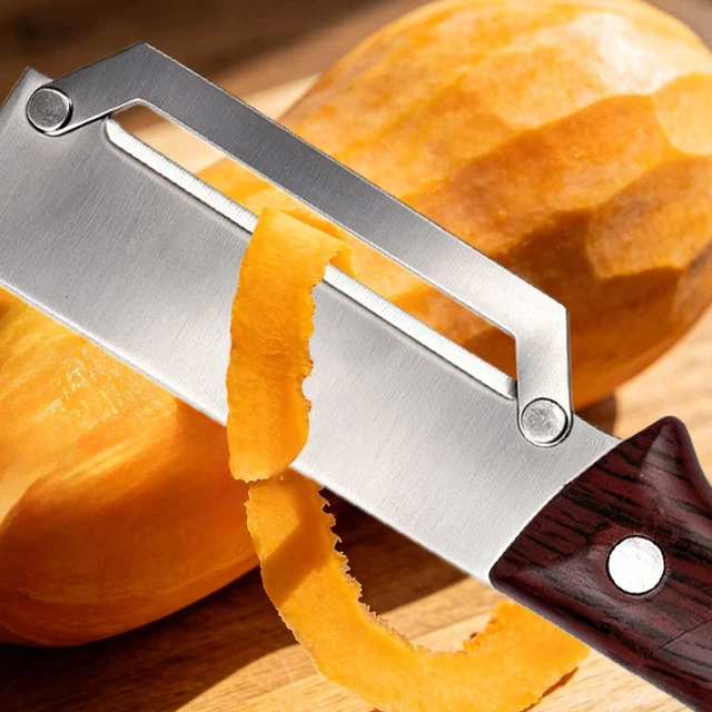 Alt view image 3 of 7 - Multifunctional Vegetable Peeler with Wooden Handle and Bottle Opener, Stainless Steel Blade Non-Slip Kitchen Peeler for Potato Apple Pumpkin and Zucchini Fruits & Veggie Easy Peeling Tool